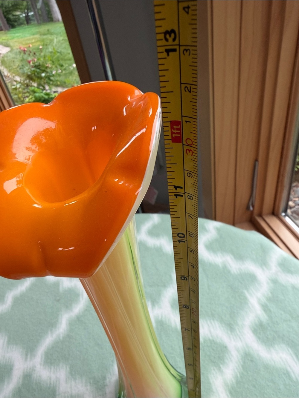 Vintage Italian Murano Jack in the Pulpit Art Glass Vase MCM Orange White Green - Picture 11 of 13